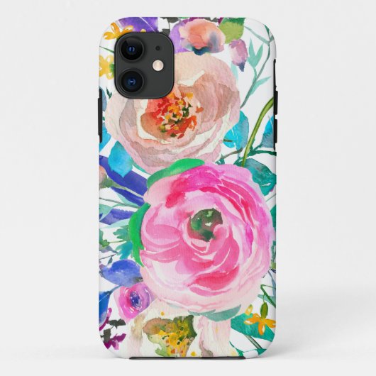 Romantische roze en beige bloemen Case-Mate iPhone case (Achterkant)