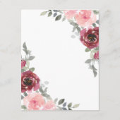 Romantische roze en bordeauxrode bloemen voor het informatiekaartje (Achterkant)