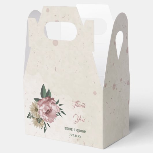 romantische roze en champagnebloemen bruiloft bedankdoosjes (Geopend)