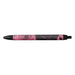 Romantische roze en zwarte gotische Rozen Inkt Pen