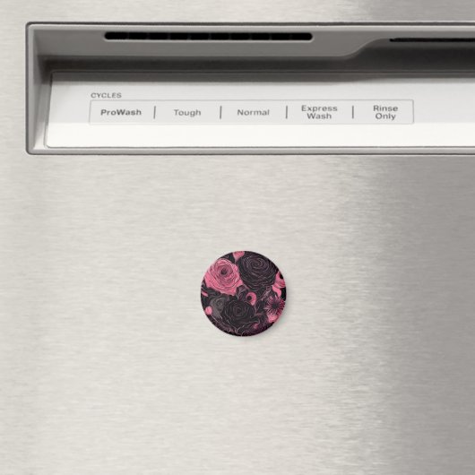 Romantische roze en zwarte gotische Rozen Magneet (Insitu (Vaatwasser))