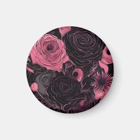 Romantische roze en zwarte gotische Rozen Magneet (Voorkant)