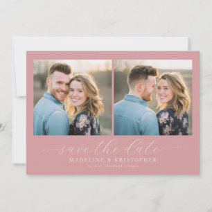 Romantische Roze Fotocollage Save The Date