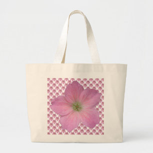 Romantische roze geraniumventilator grote tote bag