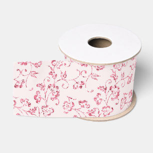 Romantische Roze Glitter Bloemachtige Bruiloft Grosgrain Lint