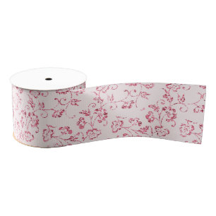 Romantische Roze Glitter Bloemachtige Trouw Grosgrain Lint