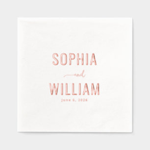 Romantische Roze Gouden Calligrafie Folie Servetten