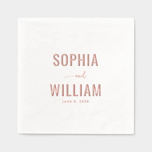 Romantische Roze Gouden Calligrafie Folie Servetten (Voorkant)
