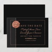 Romantische Roze Gouden Glitter Monogram  Save The Date (Voorkant / Achterkant)