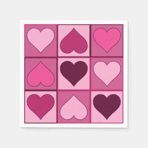 Romantische roze grafische harten op en neer servetten