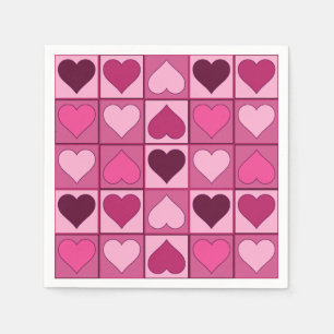Romantische roze grafische harten op en neer servetten