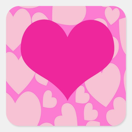 Romantische Roze Hart Stickers. Vierkante Sticker (Voorkant)