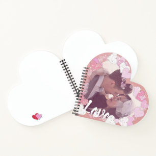 Romantische roze harten liefde aangepaste foto notitieboek