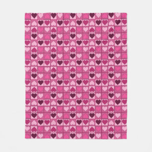 Romantische roze harten omhoog en omlaag fleece deken