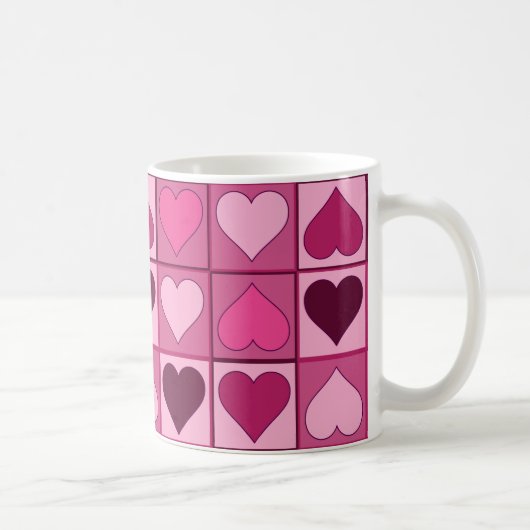 Romantische roze harten omhoog en omlaag koffiemok (Rechts)