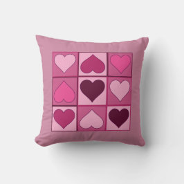 Romantische roze harten op en neer met elke kleur kussen