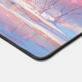 Romantische roze kersenbloesem in de winter bureaumat (Hoek)