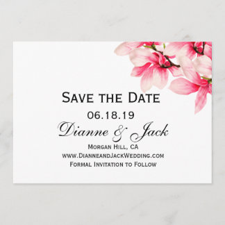 Romantische Roze Magnolia Trouwen Save the Date