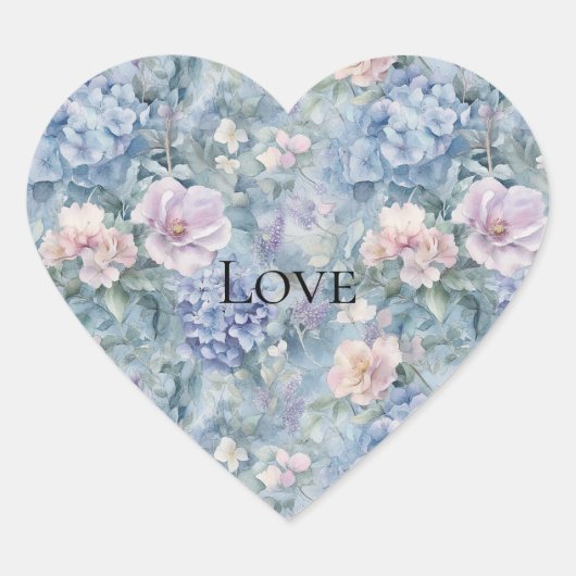 Romantische Roze Paarse Bloemen Liefde Hart Sticker (Voorkant)