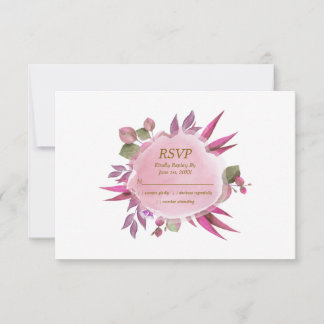 Romantische Roze Paarse Bloemige Trouw RSVP Kaart