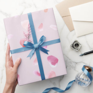 Romantische Roze Perzik Rozenblaadjes Bruidsdouche Cadeaupapier