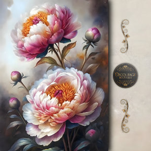 Romantische Roze Pioen Decoupage Tissuepapier