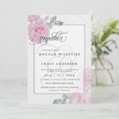 Romantische roze pony's rijstpapier Barefoot Bride Kaart (Staand voorkant)