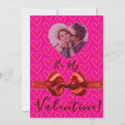 Romantische Roze & Rode Valentijnsdag Kaart (Voorkant)