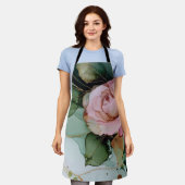 Romantische Roze Roos Bloemige Bruiloftsdouche Schort (Gedragen)