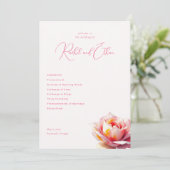 Romantische Roze Roos Bruiloft Programma (Staand voorkant)