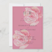 Romantische Roze Rose Huwelijksuitnodiging Kaart (Voorkant)