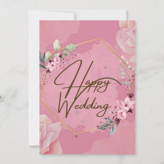 Romantische Roze Rose Huwelijksuitnodiging Kaart (Achterkant)