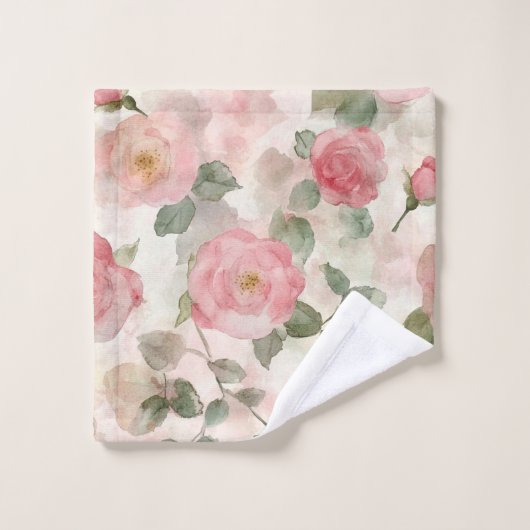 Romantische Roze Rozen Bloem Bad Handdoek (Wasdoekje)