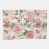 Romantische Roze Rozen Bloemig  Theedoek (Horizontaal)