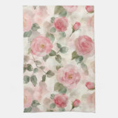 Romantische Roze Rozen Bloemig  Theedoek (Verticaal)