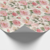 Romantische Roze Rozen Bloemrijke Bruidsuitnodigin Cadeaupapier (Hoek)