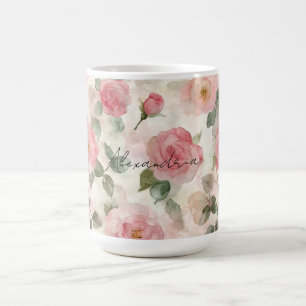 Romantische Roze Rozen Bloemstuk Koffiemok