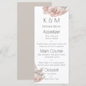Romantische Roze Rozen Boho Bruiloft Menu (Voorkant / Achterkant)
