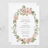 Romantische  roze rozen bruiloft kaart (Voorkant / Achterkant)