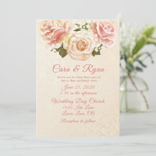 Romantische Roze Rozen Elegante Trouwdag Kaart
