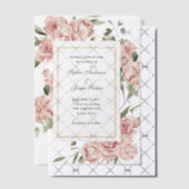 Romantische roze rozen en goud | Bruiloft Vellum Uitnodigingen (Offset (Uitnodiging))