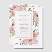Romantische roze rozen en goud | Bruiloft Vellum Uitnodigingen (Offset)