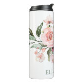 Romantische Roze Rozen Floral gepersonaliseerd Thermosbeker (Gedraaid links)