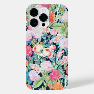 Romantische roze rozen floreel  blauw design iPhone 14 pro max hoesje