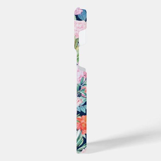 Romantische roze rozen floreel blauw design iPhone hoesje (Linkerkant)