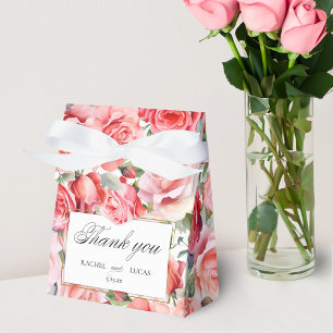 Romantische roze rozen & kalligrafie Dank u Bedankdoosjes