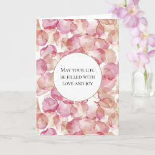 Romantische Roze Rozenblaadjes Bloemen Huwelijk Kaart