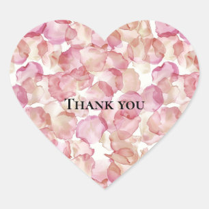 Romantische Roze Rozenblaadjes Bloemige Bruiloftsd Hart Sticker