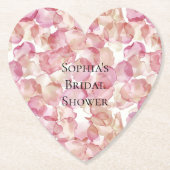 Romantische Roze Rozenblaadjes Bloemige Bruiloftsd Kartonnen Onderzetters (Voorkant)