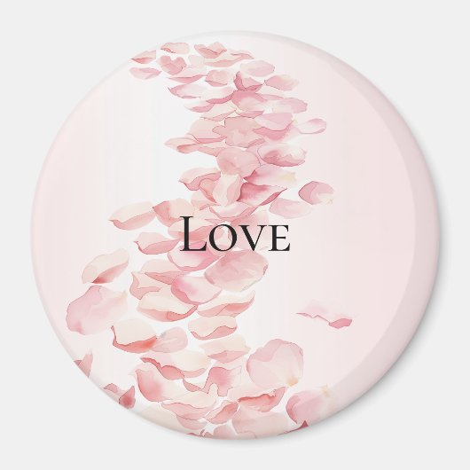 Romantische Roze Rozenblaadjes Magneet (Voorkant)